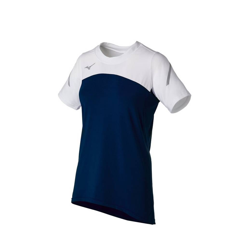 Womens Mizuno Techno VII Short Sleeve Jersey Navy/White Philippines (HYICOL093)